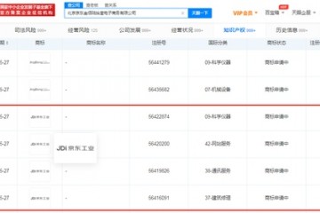 京东申请注册京东工业商标国际分类涉及网站服务通讯服务等