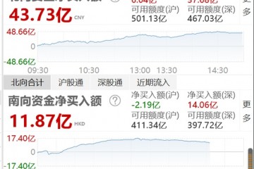 北向资金净买入43.72亿元沪股通净买入6.04亿元